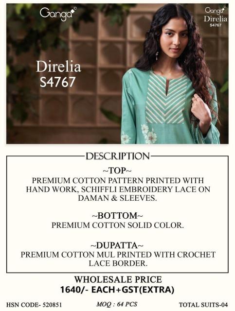 Ganga direlia 4767 wholesale dealers for dress materials